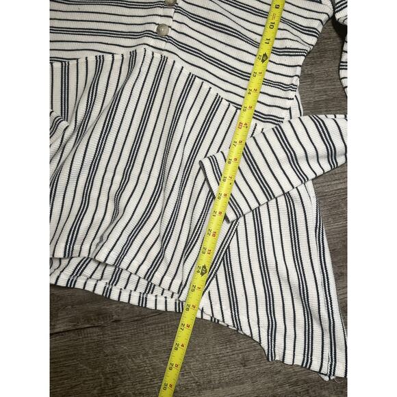 Maeve Anthropologie Eliza Henley Babydoll Tunic Size Medium white Black Striped - Picture 9 of 11